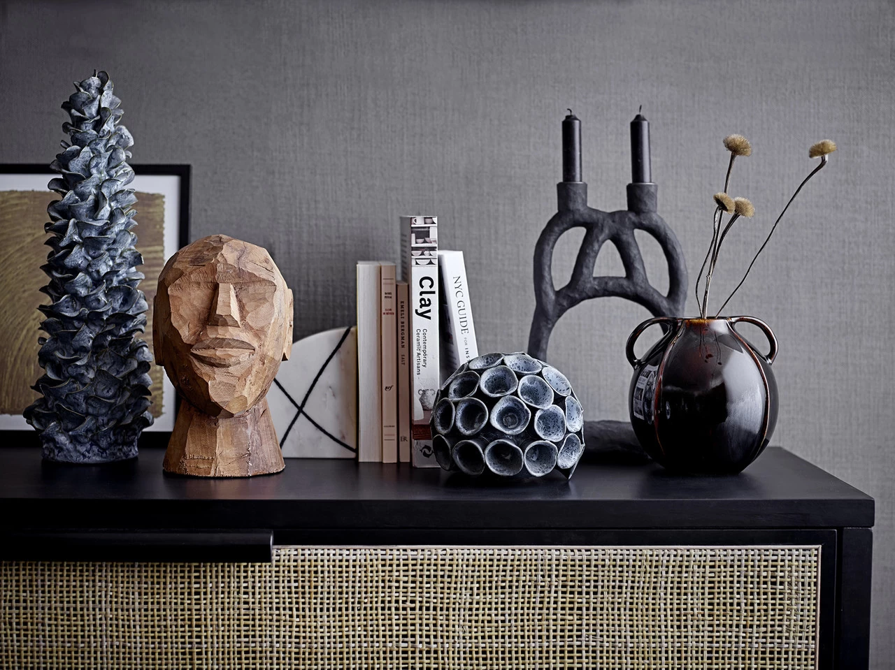 Bloomingville Decoratie Object Aardewerk - Blauw 5 Bloomingville Decoratie Object Aardewerk - Blauw - Afbeelding 3