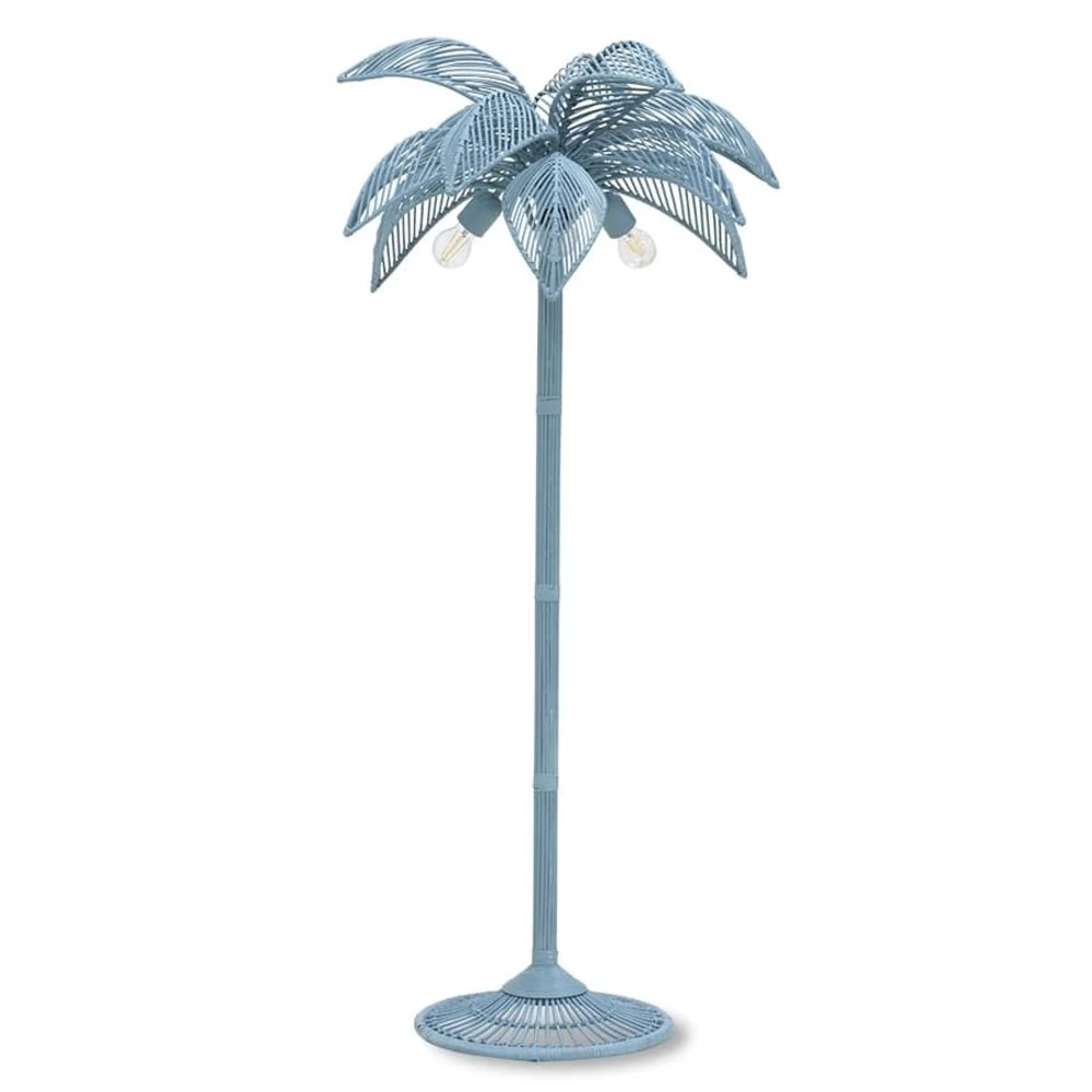 HKliving Wicker Palm Vloerlamp - Grijs/blauw 4 HKliving Wicker Palm Vloerlamp - Grijs/blauw - Afbeelding 2