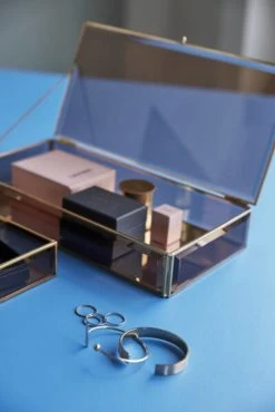 Hubsch Glazen Display Kistjes Metaal Messing- Set Van 2 Stuks -Klassieke Verlichtingswinkel hubsch glazen display kistjes metaal messing set v 3