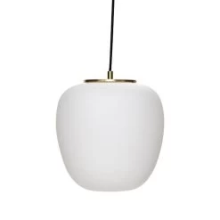 Hubsch Hanglamp Wit Glas Met Messing Detail